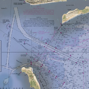 A digital nautical chart including the Ambrose Channel